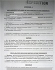 Déclaration de souscription et de versement du capital (expédition du notaire)